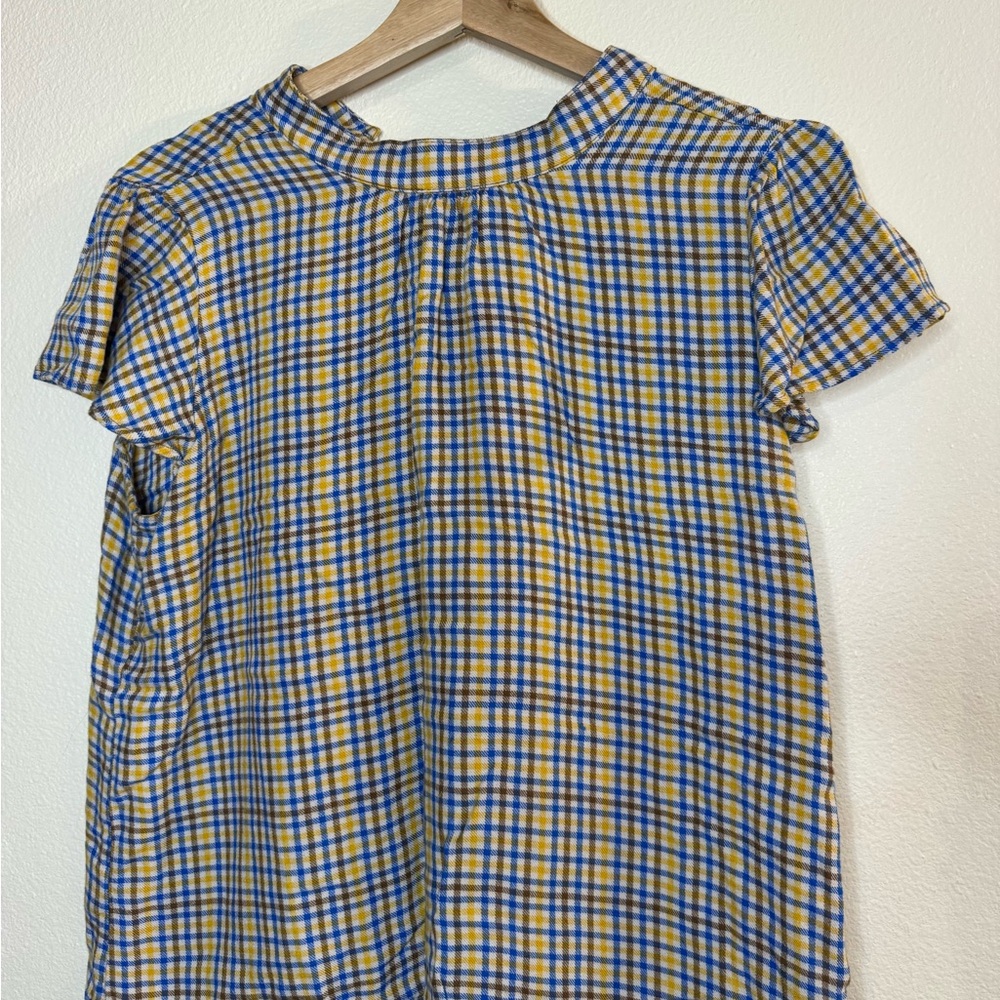 Ann Taylor Blue and Yellow Plaid Dress LPetite